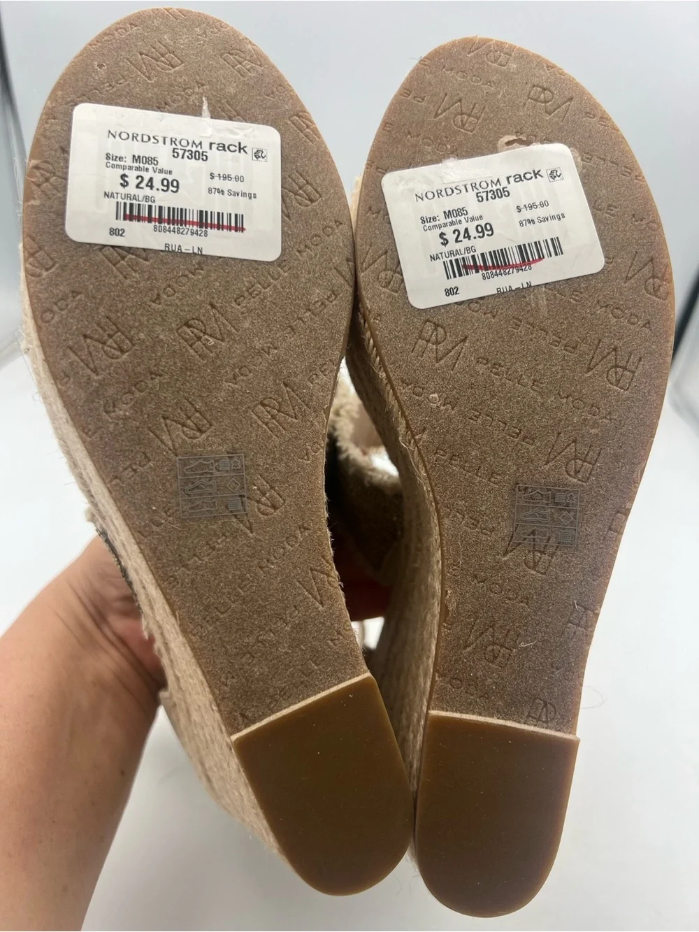 Pelle Moda Espadrille Suede Platform Wedge Sandals Woven Straps  Size 8.5M NEW